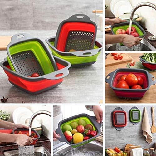 Set of 2 Foldable Fruits Vegetables Washing Bowl Basket