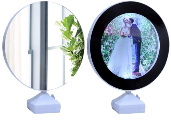 Magic Round Mirror Photo Frame with LED Lights